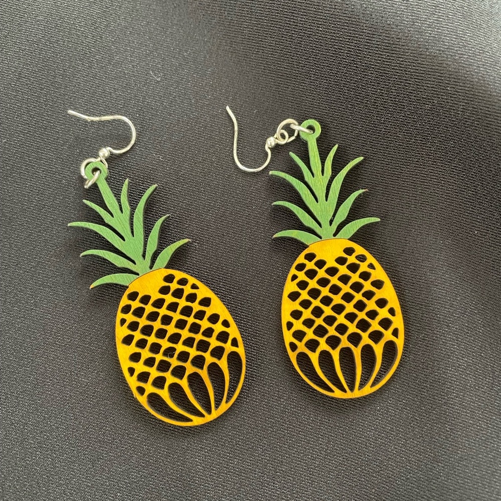 Wooden pineapple earrings